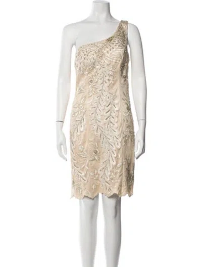 Pre-owned Sue Wong Lace Pattern Knee-length Dress In Neutral
