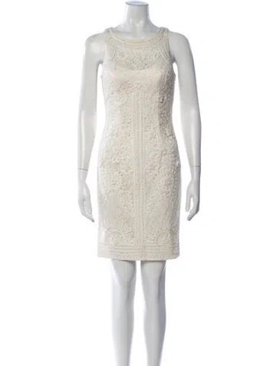 Pre-owned Sue Wong Lace Pattern Knee-length Dress In Neutrals
