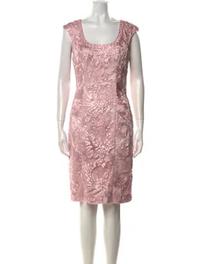Pre-owned Sue Wong Lace Pattern Knee-length Dress In Pink