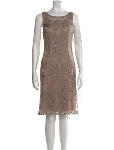 Pre-owned Sue Wong Lace Pattern Knee-length Dress W/ Tags In Neutral
