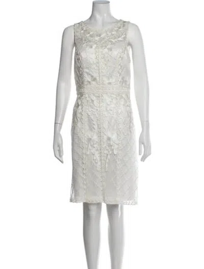 Pre-owned Sue Wong Lace Pattern Knee-length Dress W/ Tags In White