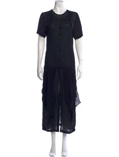 Pre-owned Sue Wong Lace Pattern Long Dress In Black
