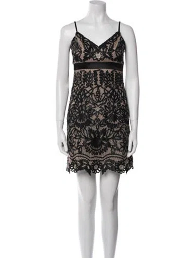 Pre-owned Sue Wong Lace Pattern Mini Dress In Black