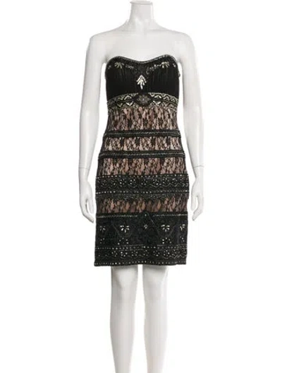 Pre-owned Sue Wong Lace Pattern Mini Dress In Black