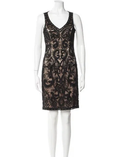Pre-owned Sue Wong Lace Pattern Mini Dress In Black