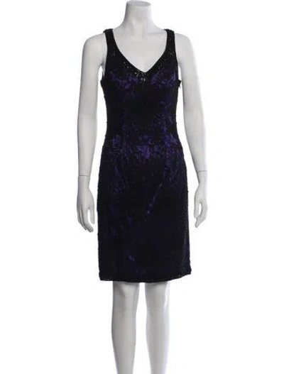 Pre-owned Sue Wong Lace Pattern Mini Dress In Black