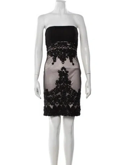 Pre-owned Sue Wong Lace Pattern Mini Dress In Black