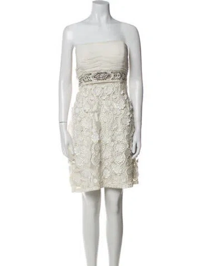 Pre-owned Sue Wong Lace Pattern Mini Dress In Blue