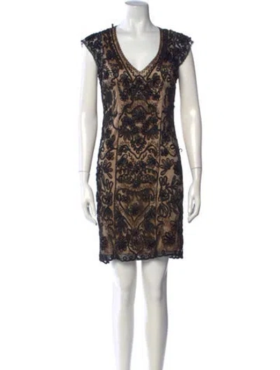Pre-owned Sue Wong Lace Pattern Mini Dress In Blue