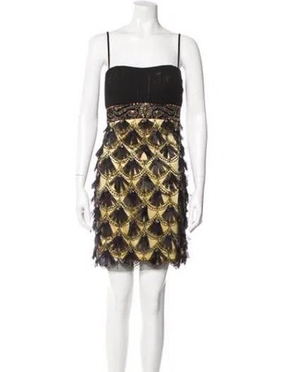 Pre-owned Sue Wong Lace Pattern Mini Dress In Multi