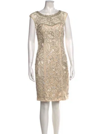 Pre-owned Sue Wong Lace Pattern Mini Dress In Neutral