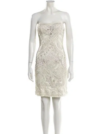Pre-owned Sue Wong Lace Pattern Mini Dress In Neutral