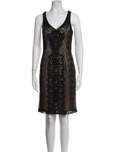 Pre-owned Sue Wong Lace Pattern Mini Dress In Neutrals
