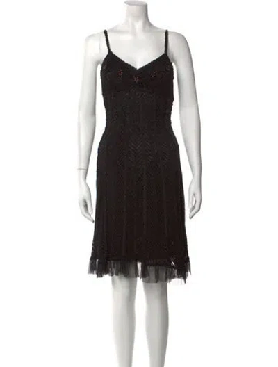 Pre-owned Sue Wong Lace Pattern Mini Dress In Neutrals