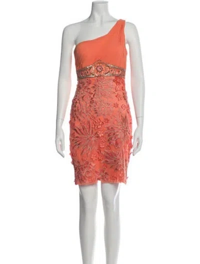 Pre-owned Sue Wong Lace Pattern Mini Dress In Pink