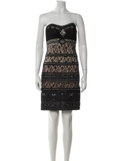 Pre-owned Sue Wong Lace Pattern Mini Dress W/ Tags In Black