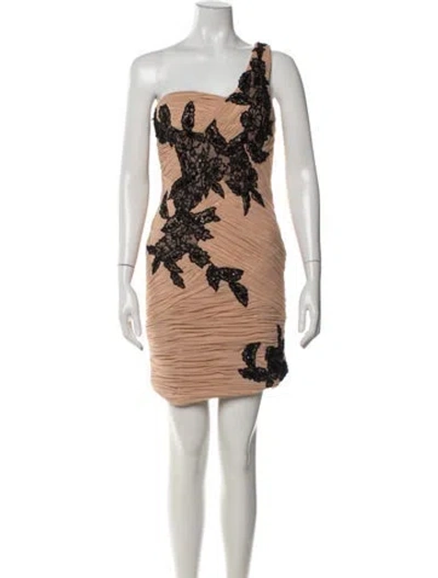 Pre-owned Sue Wong Lace Pattern Mini Dress W/ Tags In Neutrals