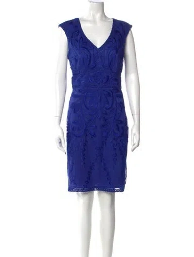 Pre-owned Sue Wong Nylon Knee-length Dress In Blue