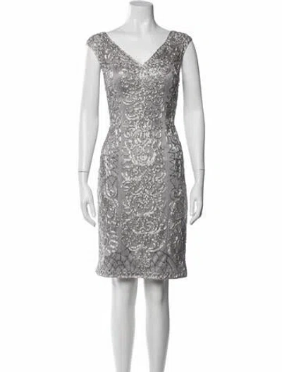 Pre-owned Sue Wong Nylon Knee-length Dress In Silver