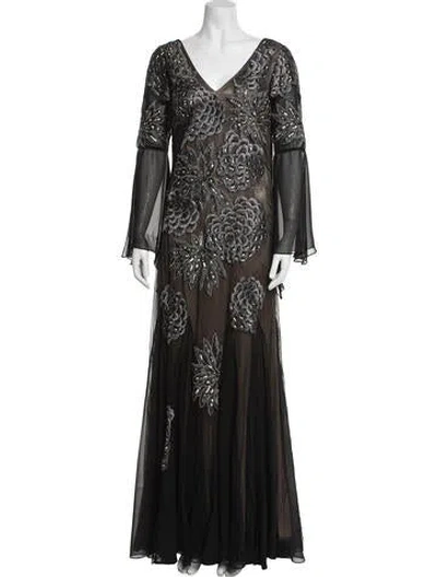 Pre-owned Sue Wong Nylon Long Dress In Black