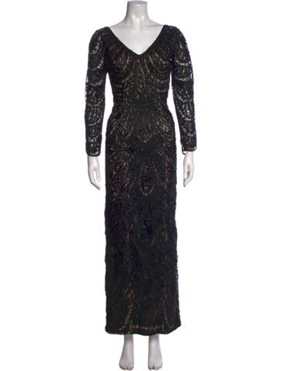 Pre-owned Sue Wong Nylon Long Dress In Black