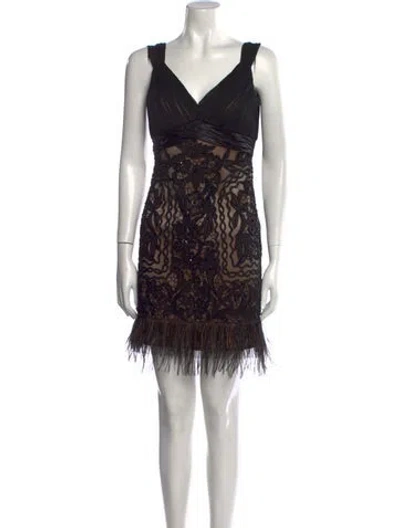 Pre-owned Sue Wong Nylon Mini Dress In Black