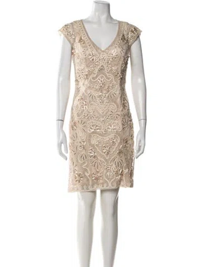 Pre-owned Sue Wong Nylon Mini Dress In Neutrals