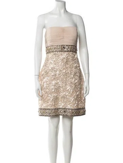 Pre-owned Sue Wong Nylon Mini Dress W/ Tags In Neutrals
