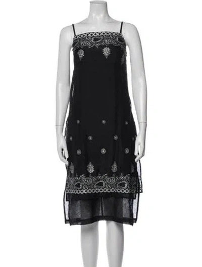 Pre-owned Sue Wong Paisley Print Midi Length Dress In Black
