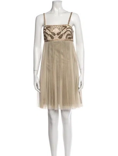 Pre-owned Sue Wong Paisley Print Mini Dress In Neutrals