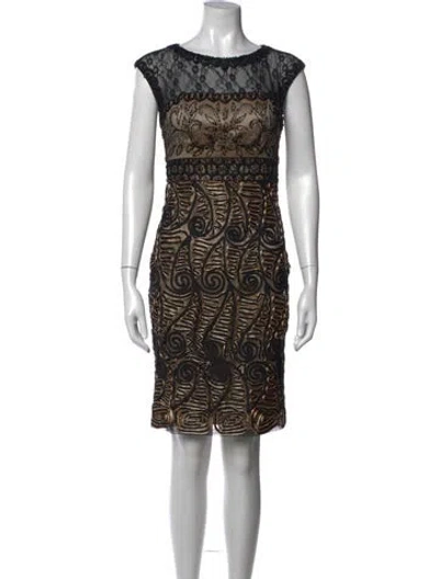 Pre-owned Sue Wong Patterned Knee-length Dress In Black