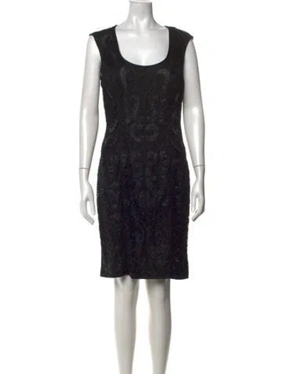 Pre-owned Sue Wong Patterned Knee-length Dress In Black