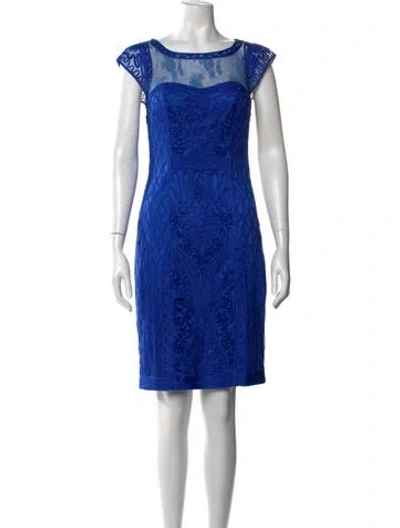 Pre-owned Sue Wong Patterned Knee-length Dress In Blue