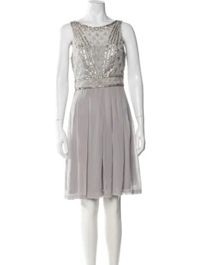 Pre-owned Sue Wong Patterned Knee-length Dress In Gray