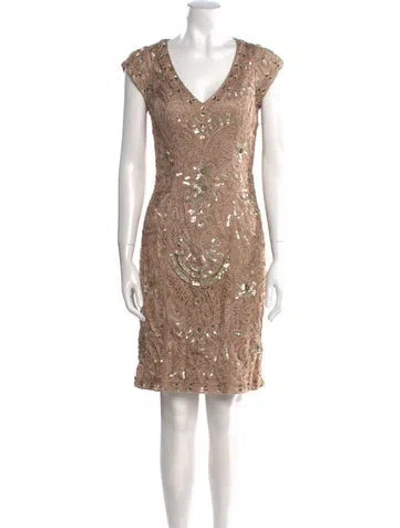 Pre-owned Sue Wong Patterned Knee-length Dress In Neutral