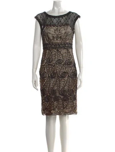 Pre-owned Sue Wong Patterned Knee-length Dress In Neutral