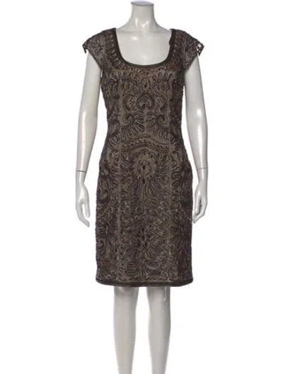 Pre-owned Sue Wong Patterned Knee-length Dress In Neutral