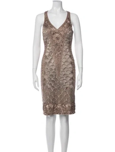 Pre-owned Sue Wong Patterned Knee-length Dress In Neutrals