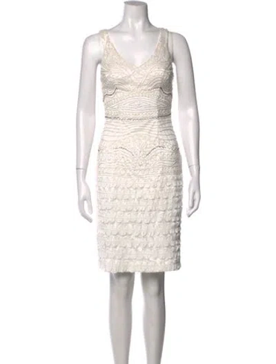 Pre-owned Sue Wong Patterned Knee-length Dress In Neutrals