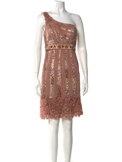 Pre-owned Sue Wong Patterned Knee-length Dress In Pink