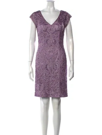 Pre-owned Sue Wong Patterned Knee-length Dress In Purple