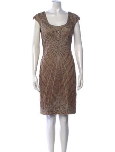 Pre-owned Sue Wong Patterned Knee-length Dress W/ Tags In Brown