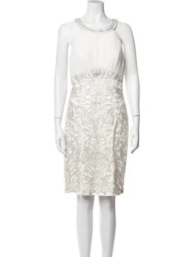 Pre-owned Sue Wong Patterned Knee-length Dress In White