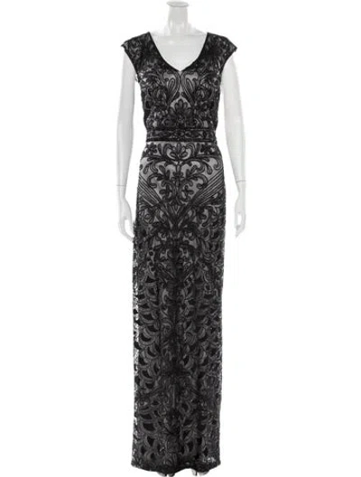 Pre-owned Sue Wong Patterned Long Dress W/ Tags In Grey