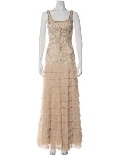 Pre-owned Sue Wong Patterned Long Dress W/ Tags In Neutral