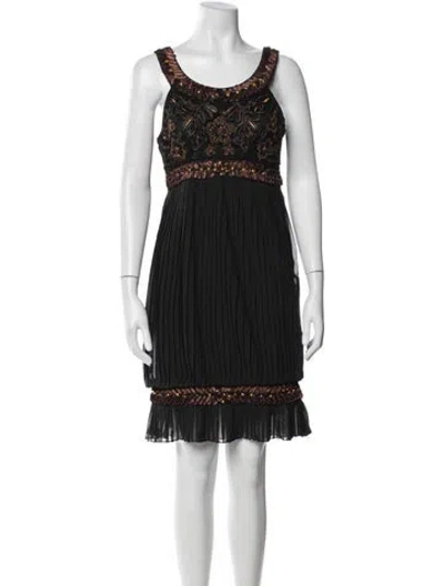 Pre-owned Sue Wong Patterned Mini Dress In Black