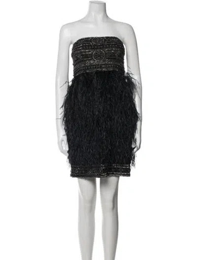 Pre-owned Sue Wong Patterned Mini Dress In Black/metallic