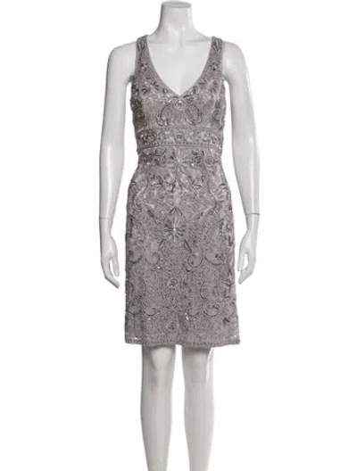 Pre-owned Sue Wong Patterned Mini Dress In Blue