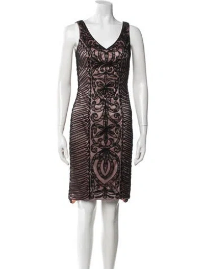 Pre-owned Sue Wong Patterned Mini Dress In Brown