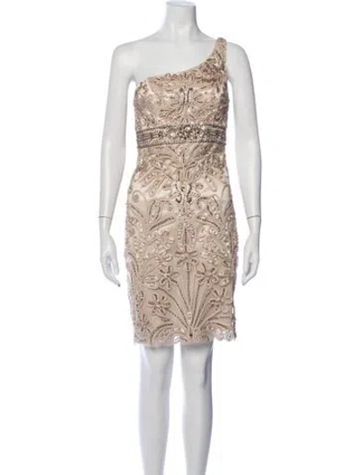 Pre-owned Sue Wong Patterned Mini Dress In Gold